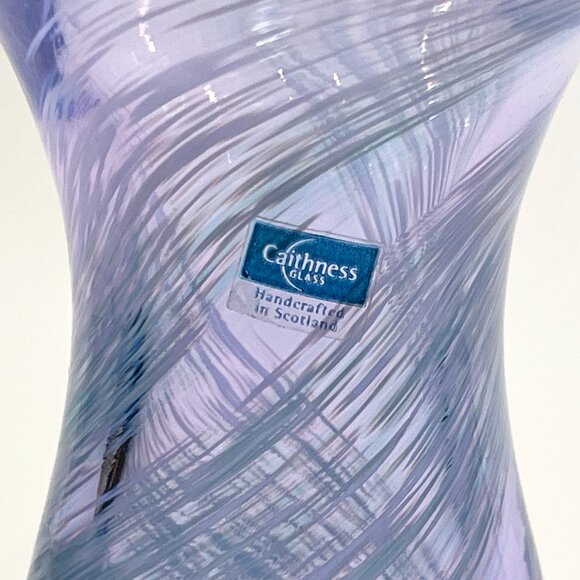 Caithness Scotland Purple Blue Swirl Blown Glass Bud Vase 5.5” Scotland - Picture 7 of 7